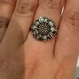 James Avery Sunflower Silver and Bronze Ring 7